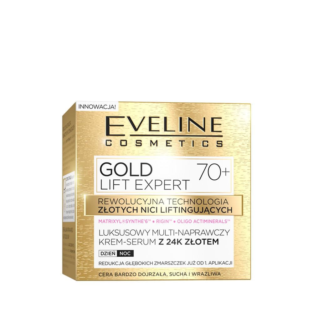 Eveline Cosmetics Gold Lift Expert Strong Anti-Wrinkle Firming Cream Day & Night 70 + mit 24Karat gold 50 ml