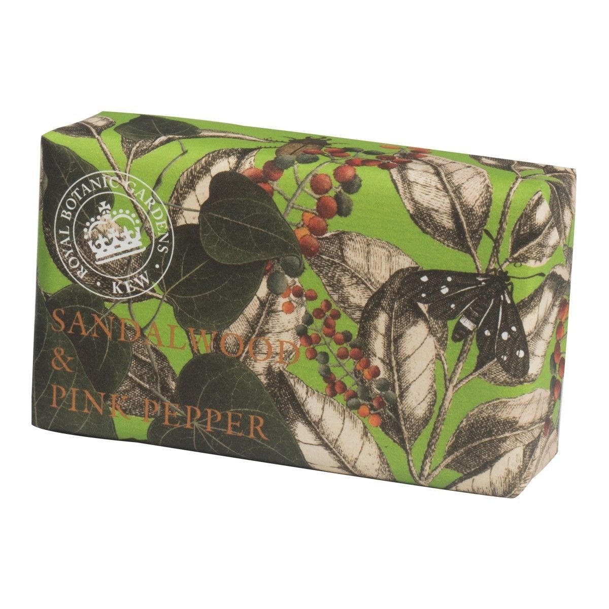 The English Soap Company Kew Gardens Sandalwood & Pink Pepper Soap - Luxury Vegan Soap Bar Enriched with Shea Butter - Warm Spicy Woody Scent, Cruelty-Free, Recyclable, Made in England - 240g